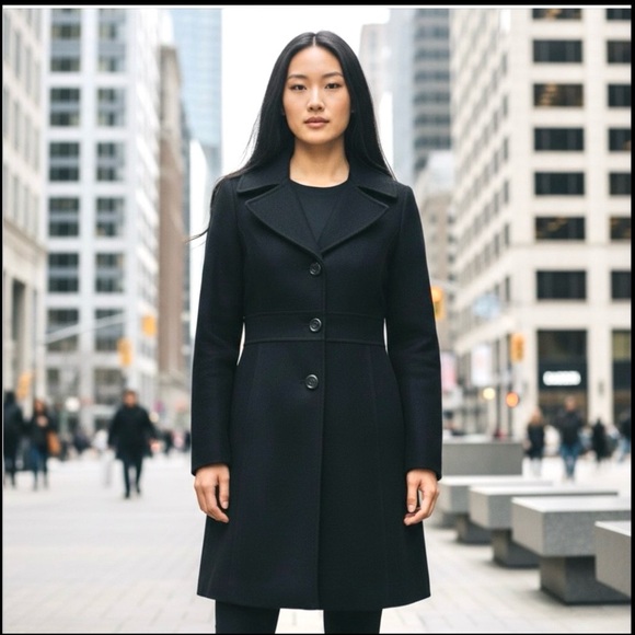 Beau Monde Women’s Single-Breasted Wool Blend Jacket Coat Classic Black, Size S - Picture 1 of 10